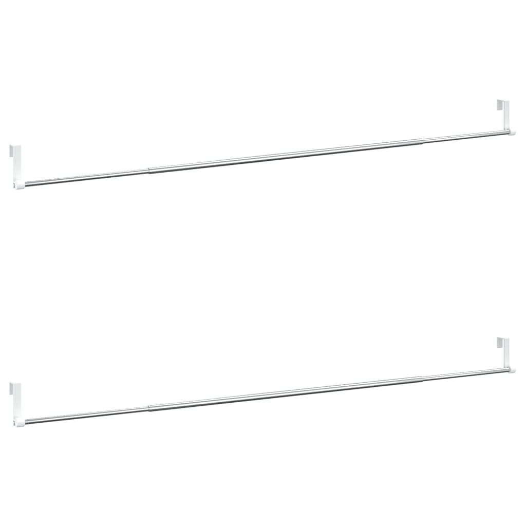 Gardinstenger 2 stk hvit og sølv 90-135 cm aluminium