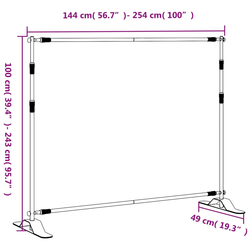 Bakgrunnsstativ svart 254x243 cm stål