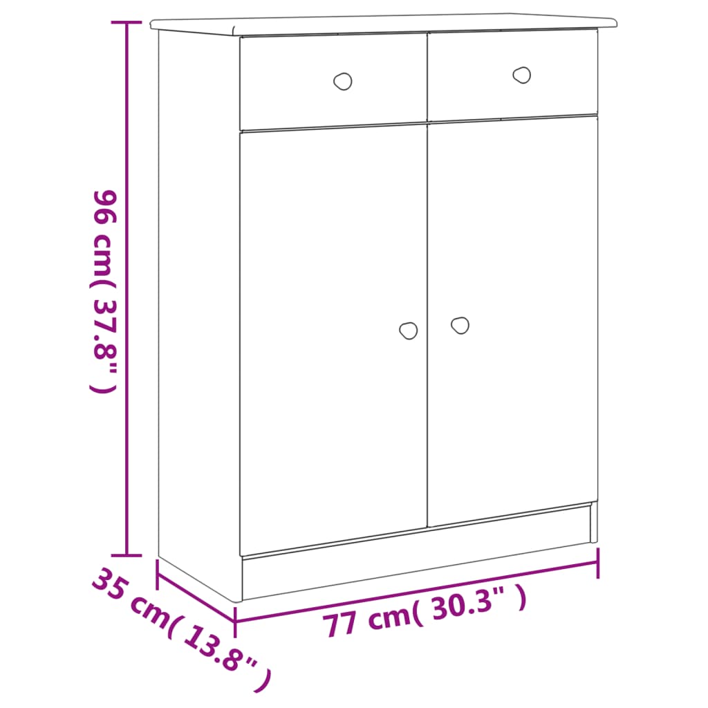 Skoskap ALTA 77x35x96 cm heltre furu