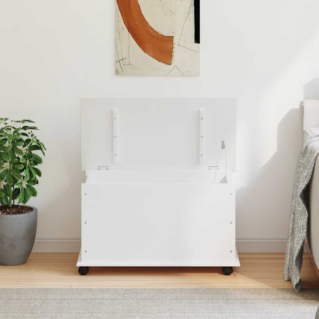 Oppbevaringskiste med hjul ALTA hvit 73x39,5x43 cm heltre furu