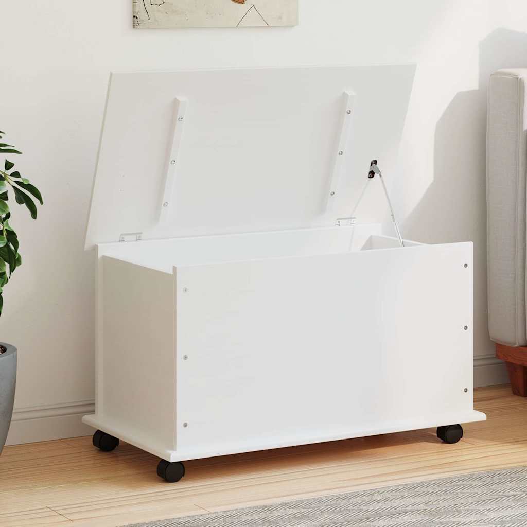 Oppbevaringskiste med hjul ALTA hvit 73x39,5x43 cm heltre furu