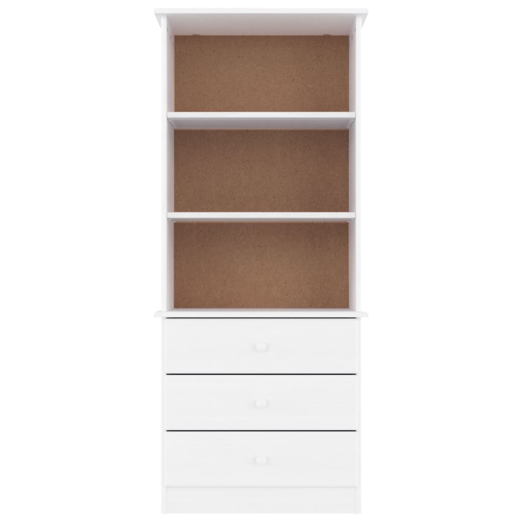 Bokhylle med skuffer ALTA hvit 60x35x142 cm heltre furu