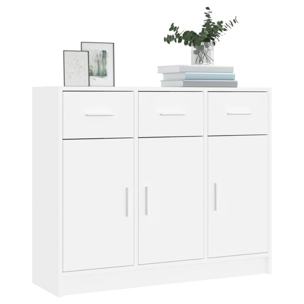 Skjenk hvit 91x28x75 cm konstruert tre