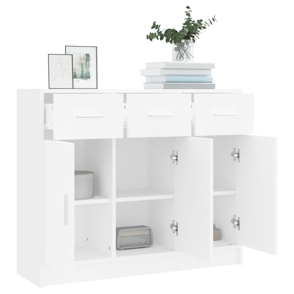 Skjenk hvit 91x28x75 cm konstruert tre