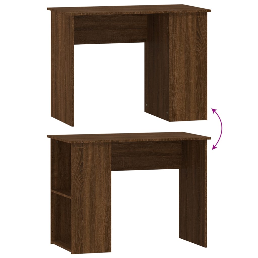 Skrivebord brun eik 100x55x75 cm konstruert tre