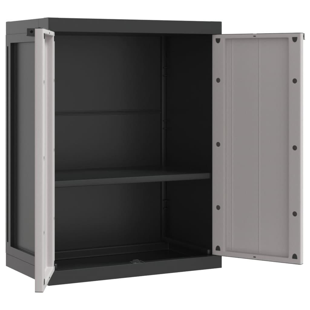 Oppbevaringsskap for hage grå og svart 65x37x85 cm PP