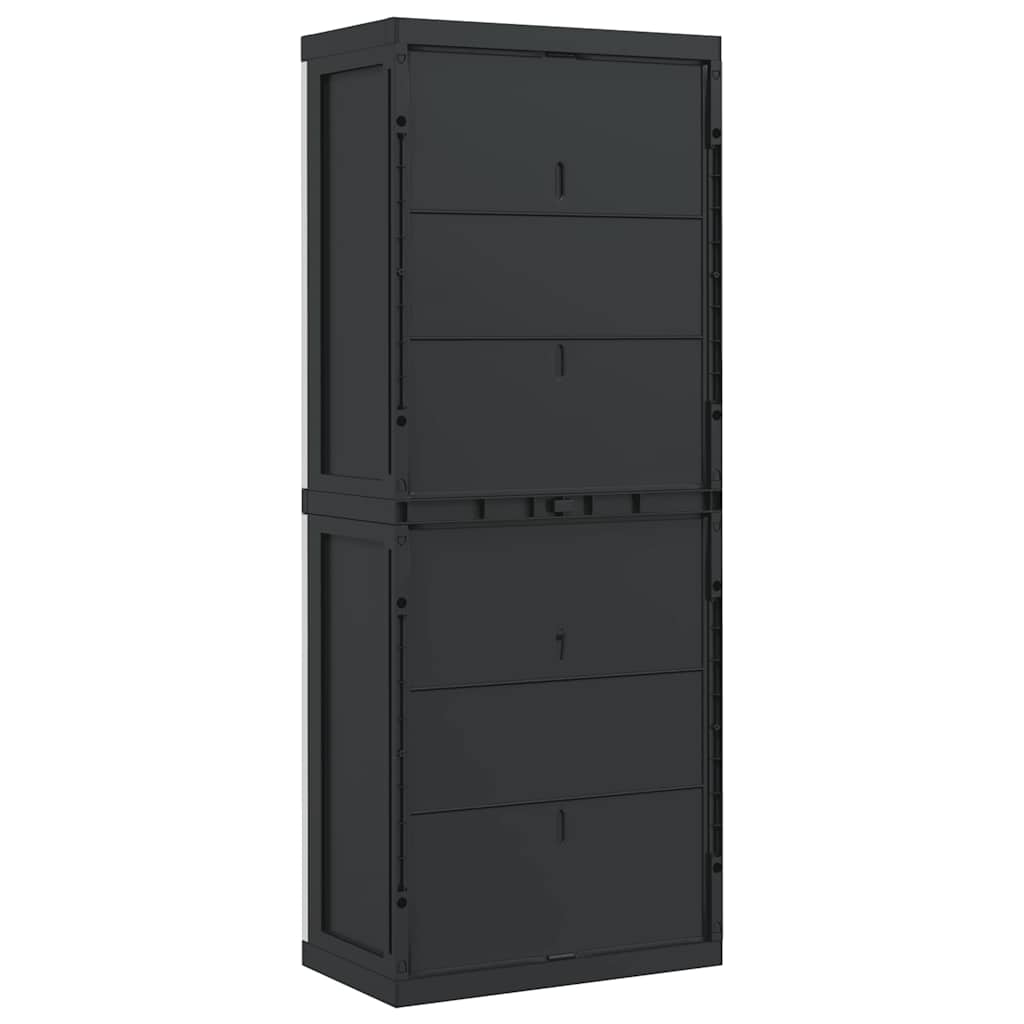 Oppbevaringsskap for hage grå og svart 65x37x165 cm PP vidaXL