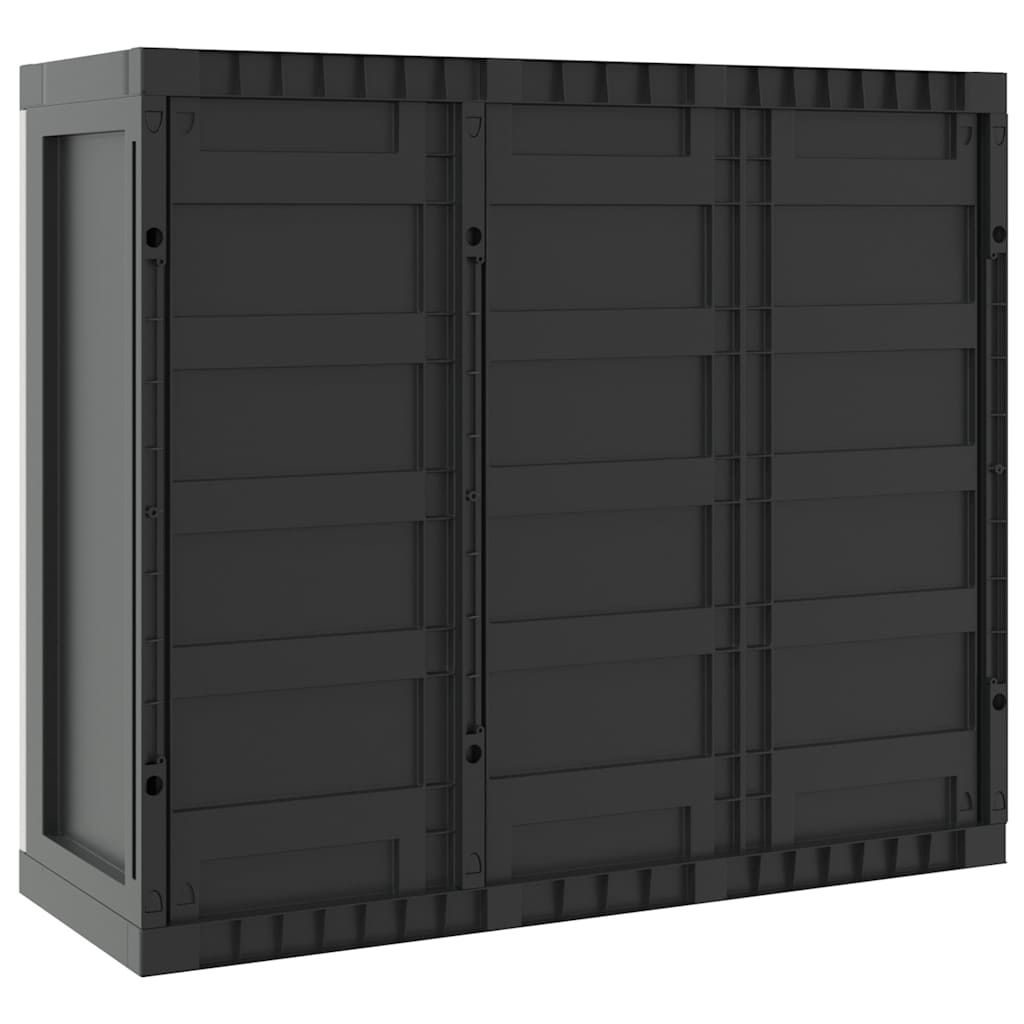 Oppbevaringsskap for hage grå og svart 97x37x85 cm PP
