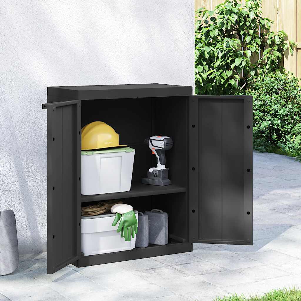 Oppbevaringsskap for hage svart 65x37x85 cm PP vidaXL