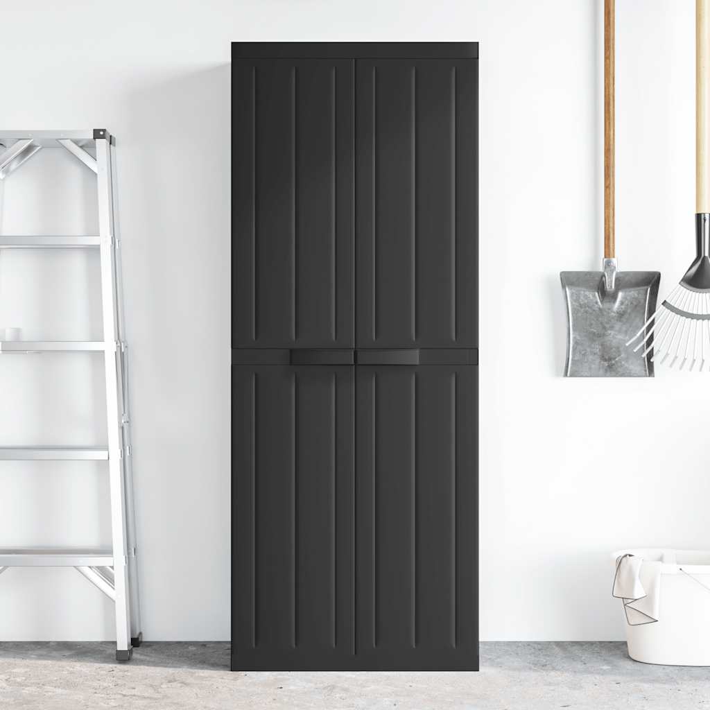 Oppbevaringsskap for hage svart 65x37x165 cm PP