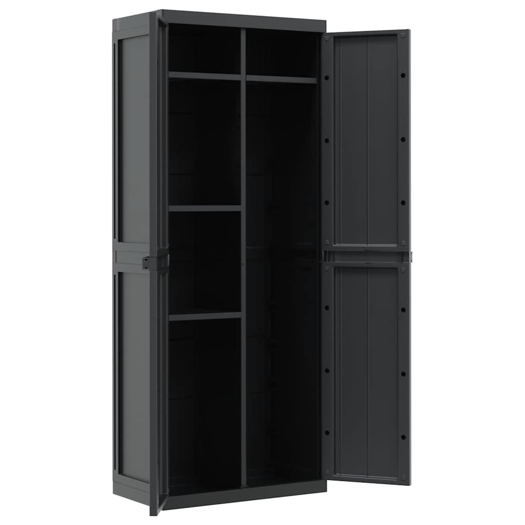 Oppbevaringsskap for hage svart 65x37x165 cm PP