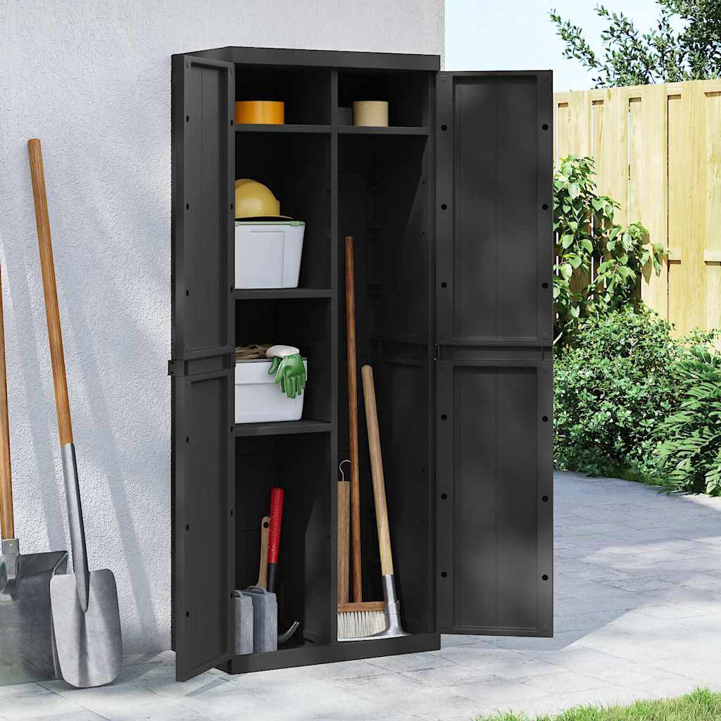 Oppbevaringsskap for hage svart 65x37x165 cm PP