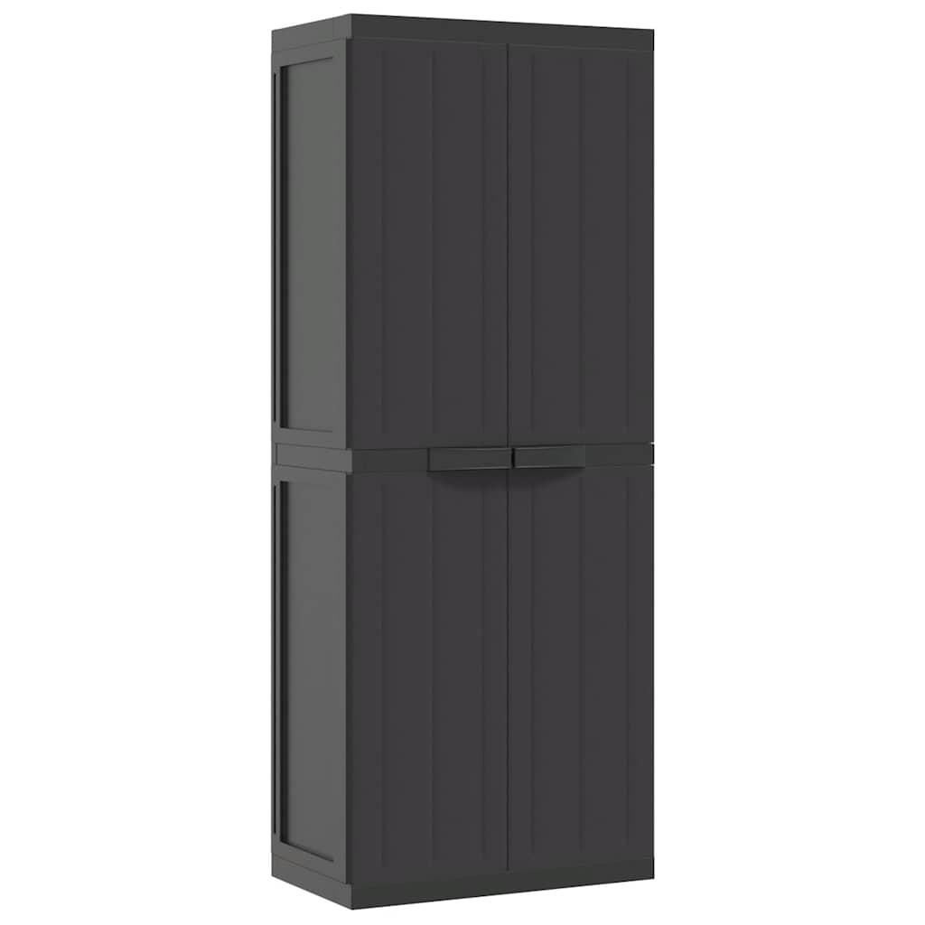 Oppbevaringsskap for hage svart 65x37x165 cm PP vidaXL