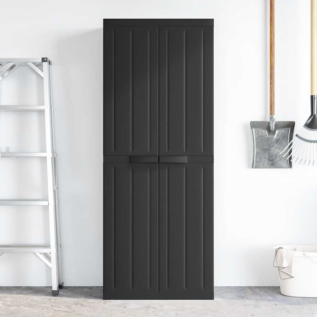 Oppbevaringsskap for hage svart 65x37x165 cm PP vidaXL