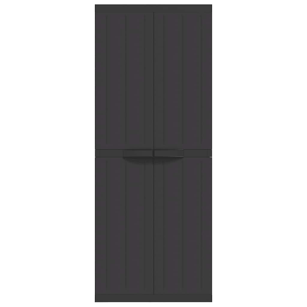 Oppbevaringsskap for hage svart 65x37x165 cm PP vidaXL