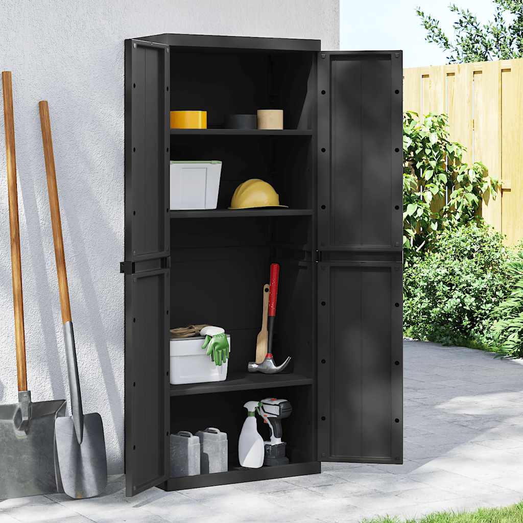 Oppbevaringsskap for hage svart 65x37x165 cm PP vidaXL