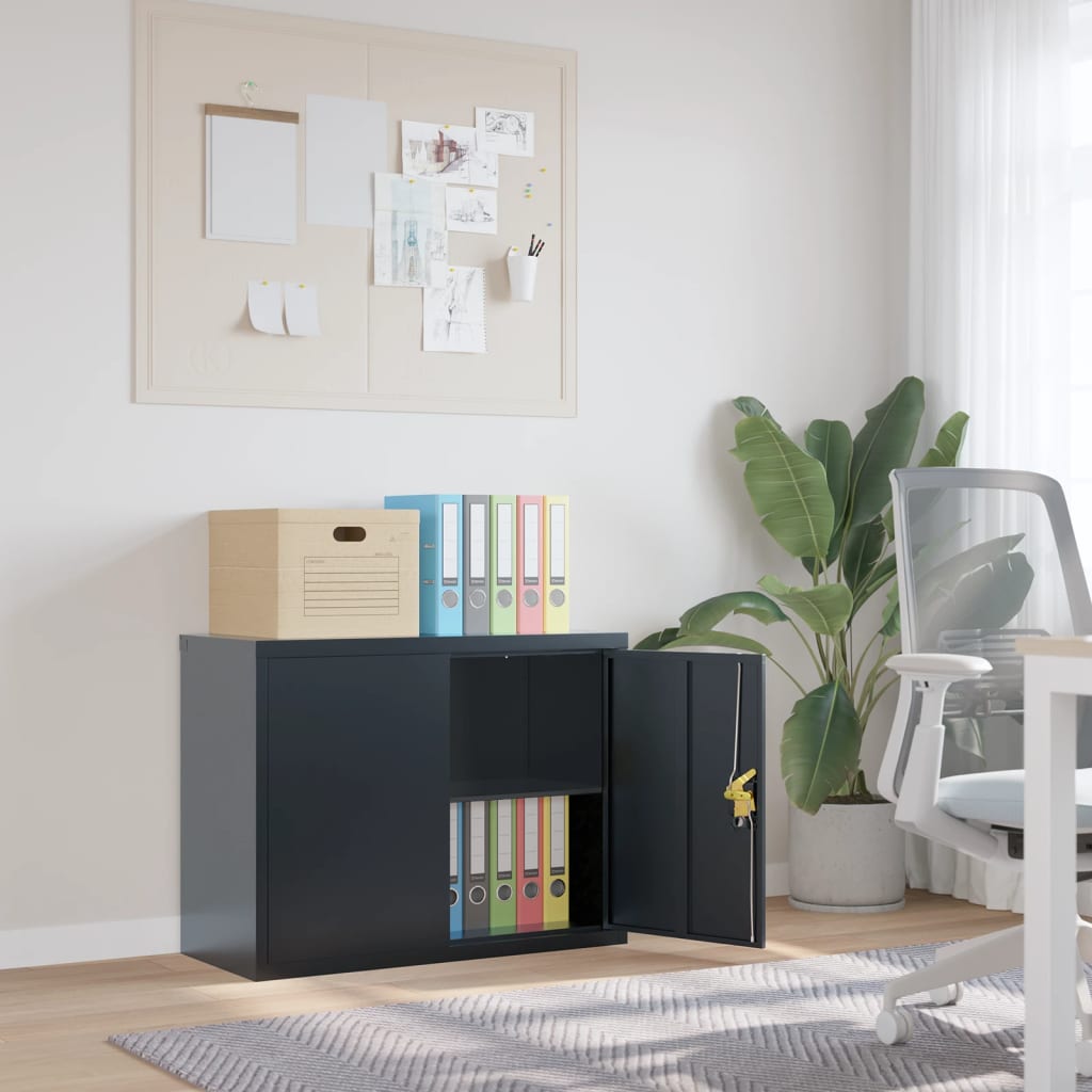 Arkivskap antrasitt 90x40x70 cm stål