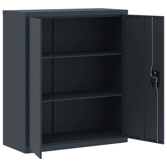 Arkivskap antrasitt 90x40x105 cm stål