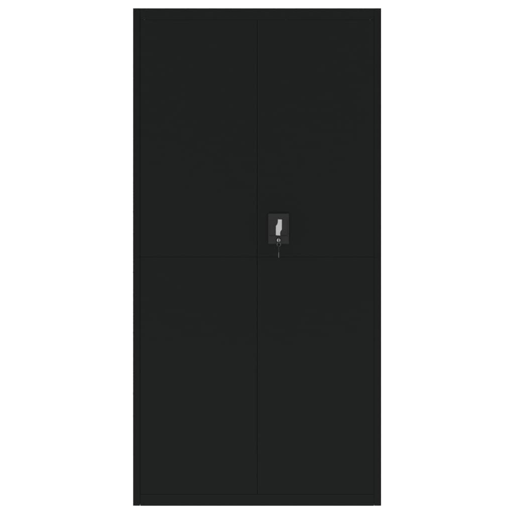 Arkivskap svart 90x40x180 cm stål