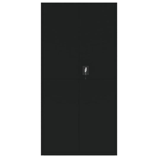 Arkivskap svart 90x40x180 cm stål