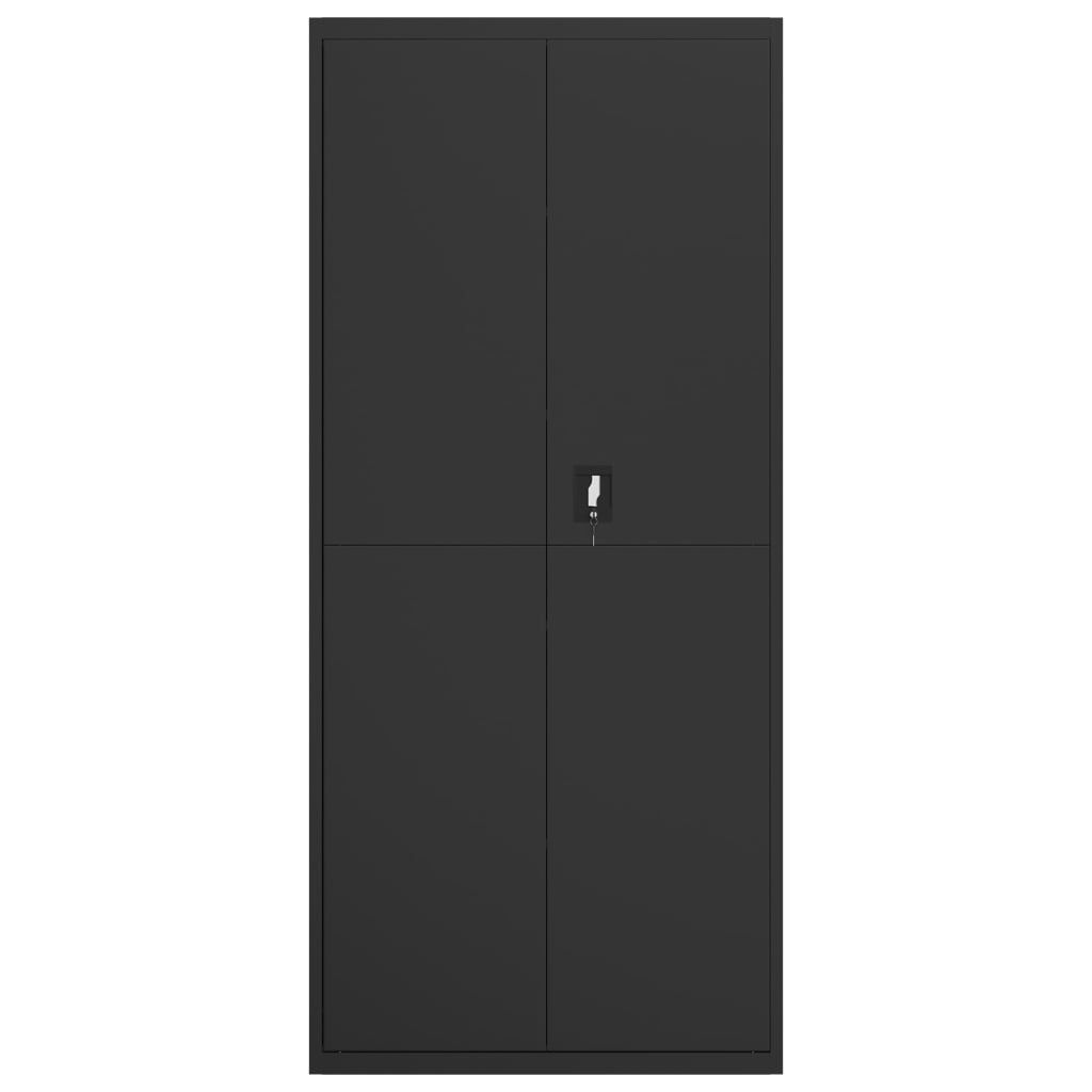 Arkivskap svart 90x40x200 cm stål