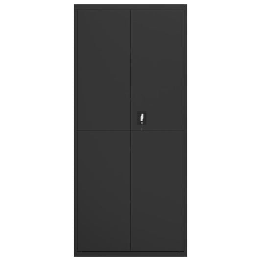 Arkivskap svart 90x40x200 cm stål