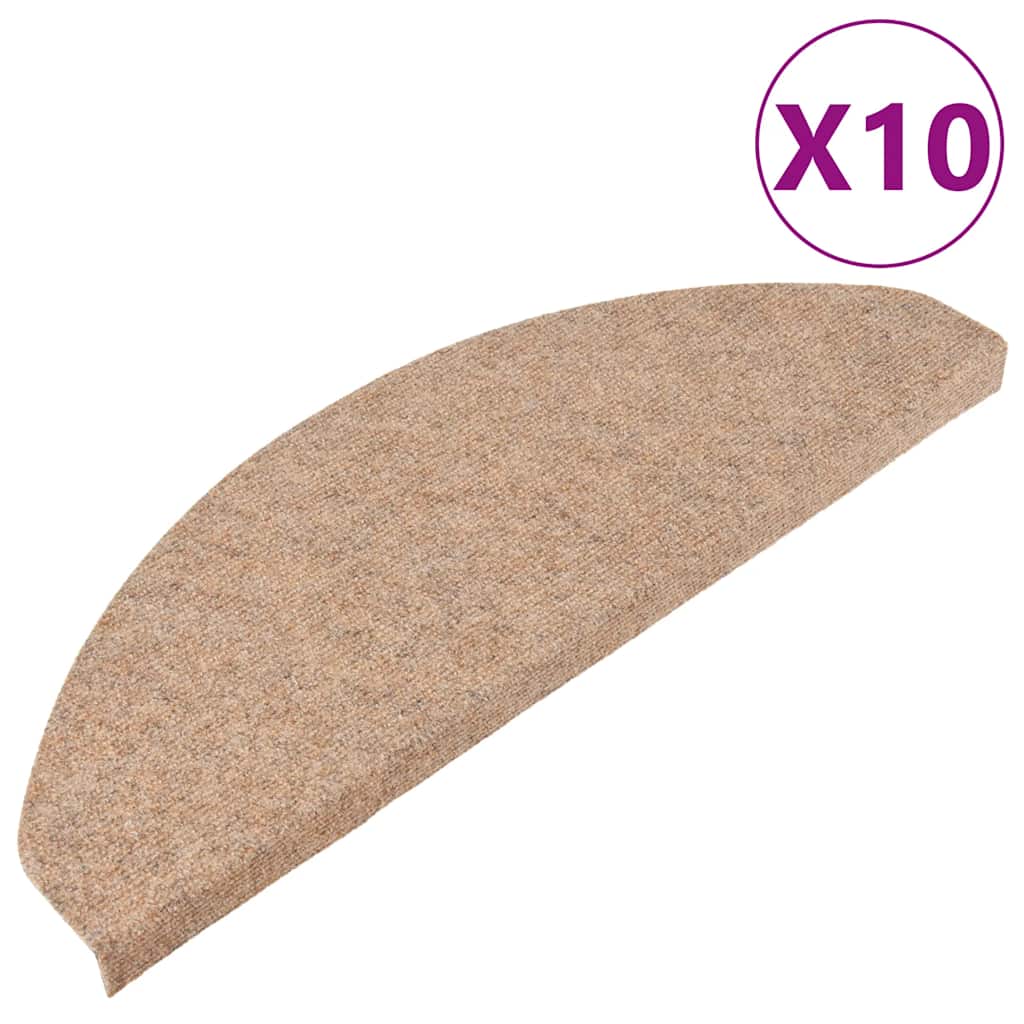 Selvklebende trappematter 10 stk beige 65x22,5x3,5 cm