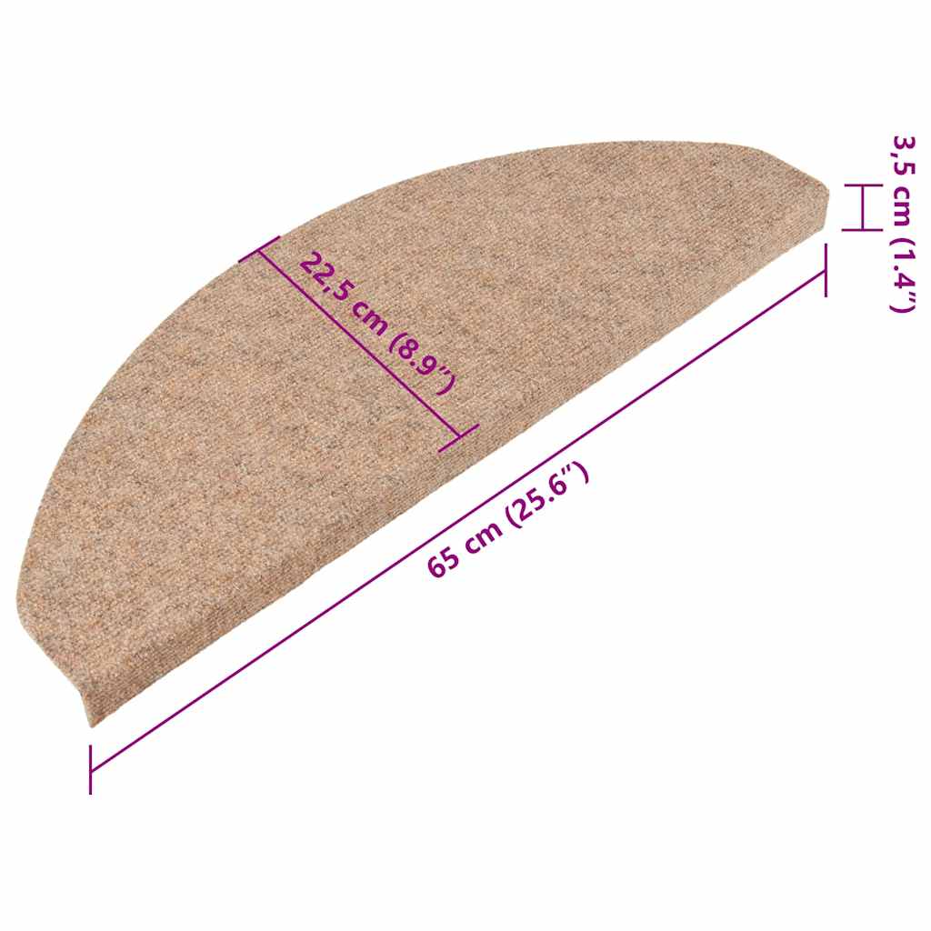 Selvklebende trappematter 10 stk beige 65x22,5x3,5 cm