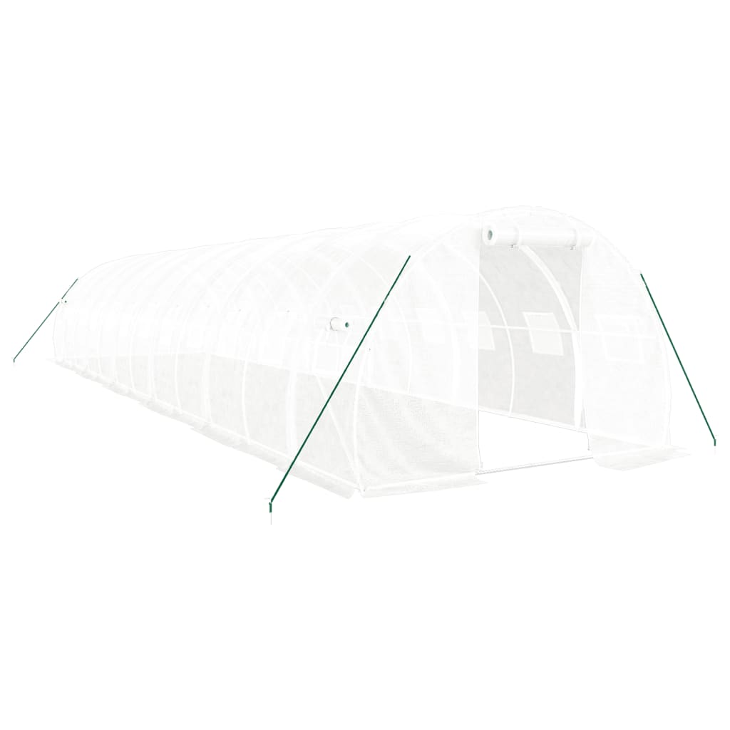 Drivhus med stålramme hvit 36 m² 12x3x2 m