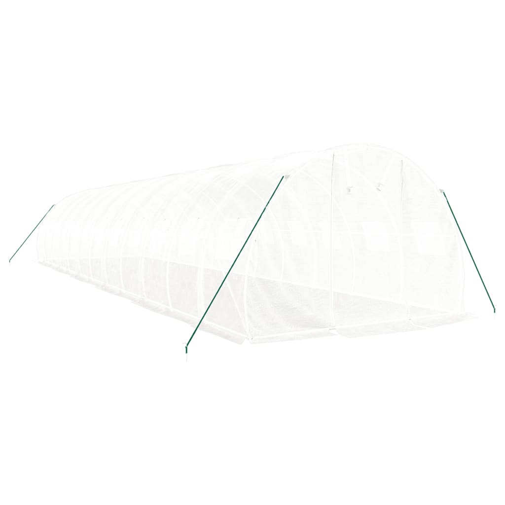 Drivhus med stålramme hvit 36 m² 12x3x2 m