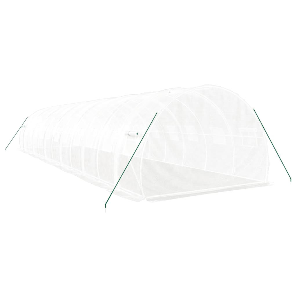 Drivhus med stålramme hvit 36 m² 12x3x2 m