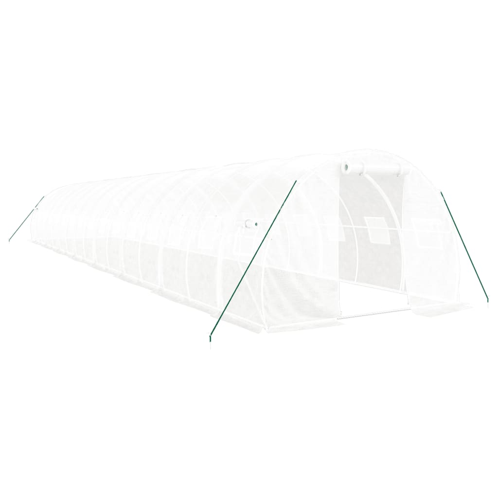Drivhus med stålramme hvit 48 m² 16x3x2 m