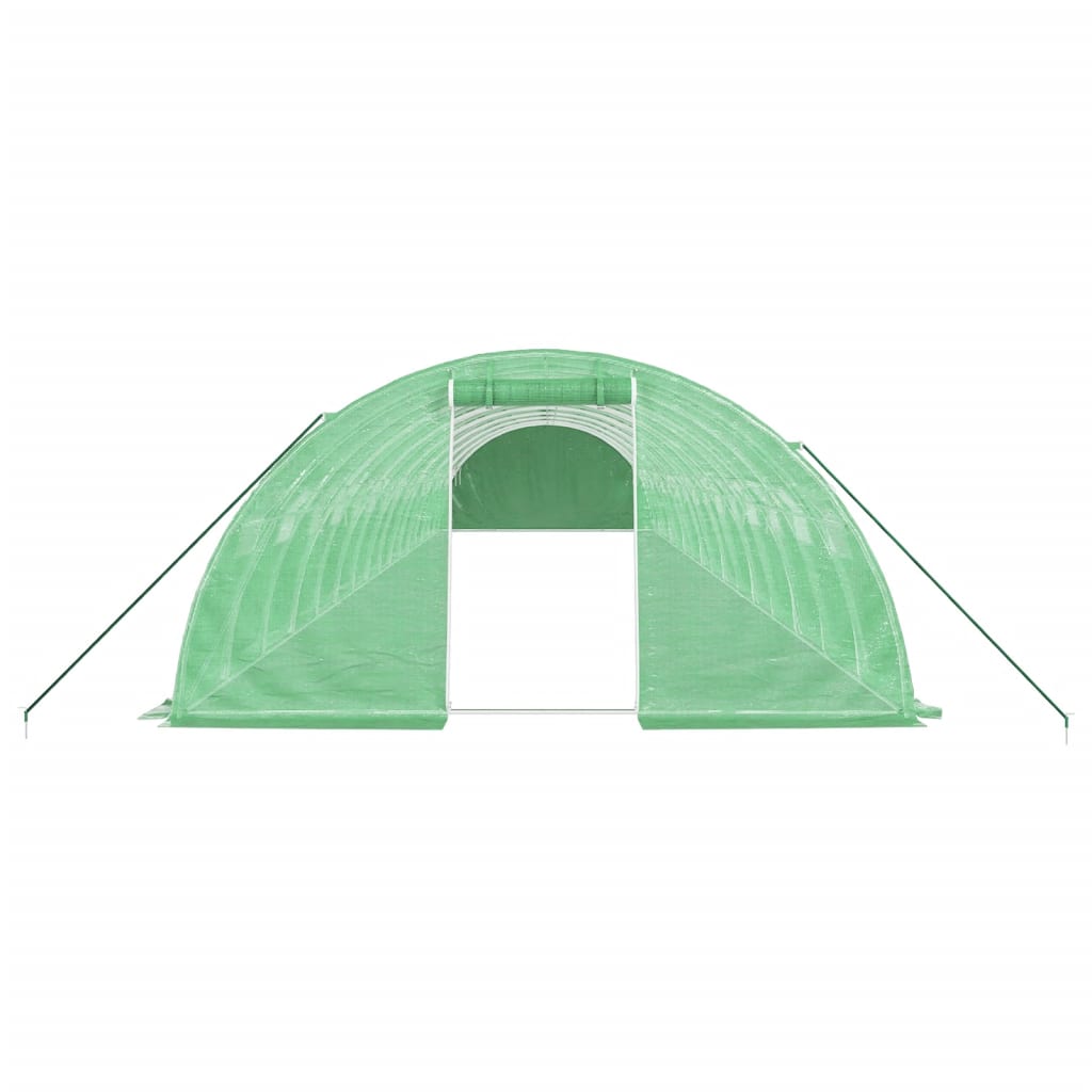 Drivhus med stålramme grønn 64 m² 16x4x2 m