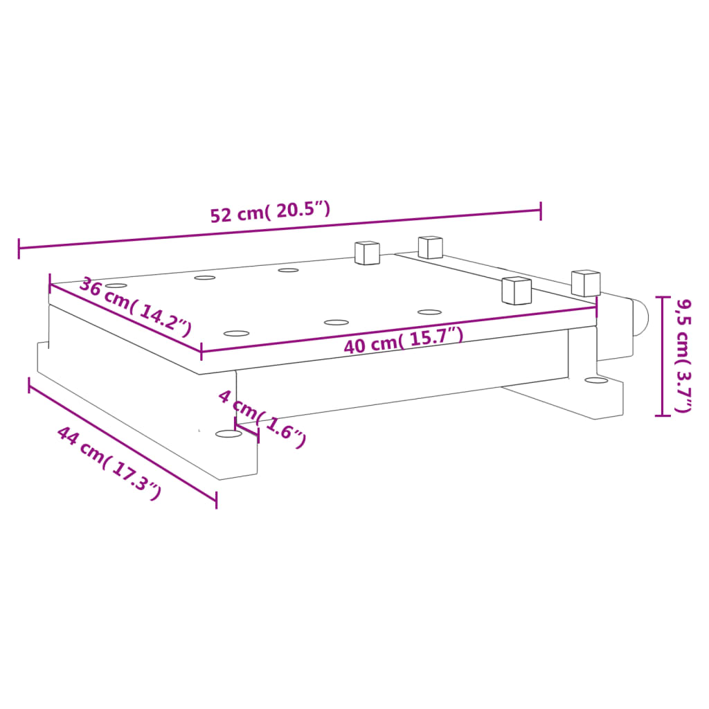 Arbeidsbenk bordplate med skrustikke 52x44x9,5 cm heltre akasie