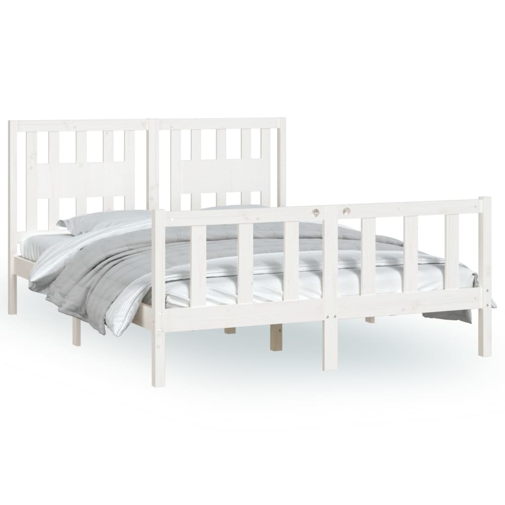Sengeramme med hodegavl hvit 120x200 cm heltre furu
