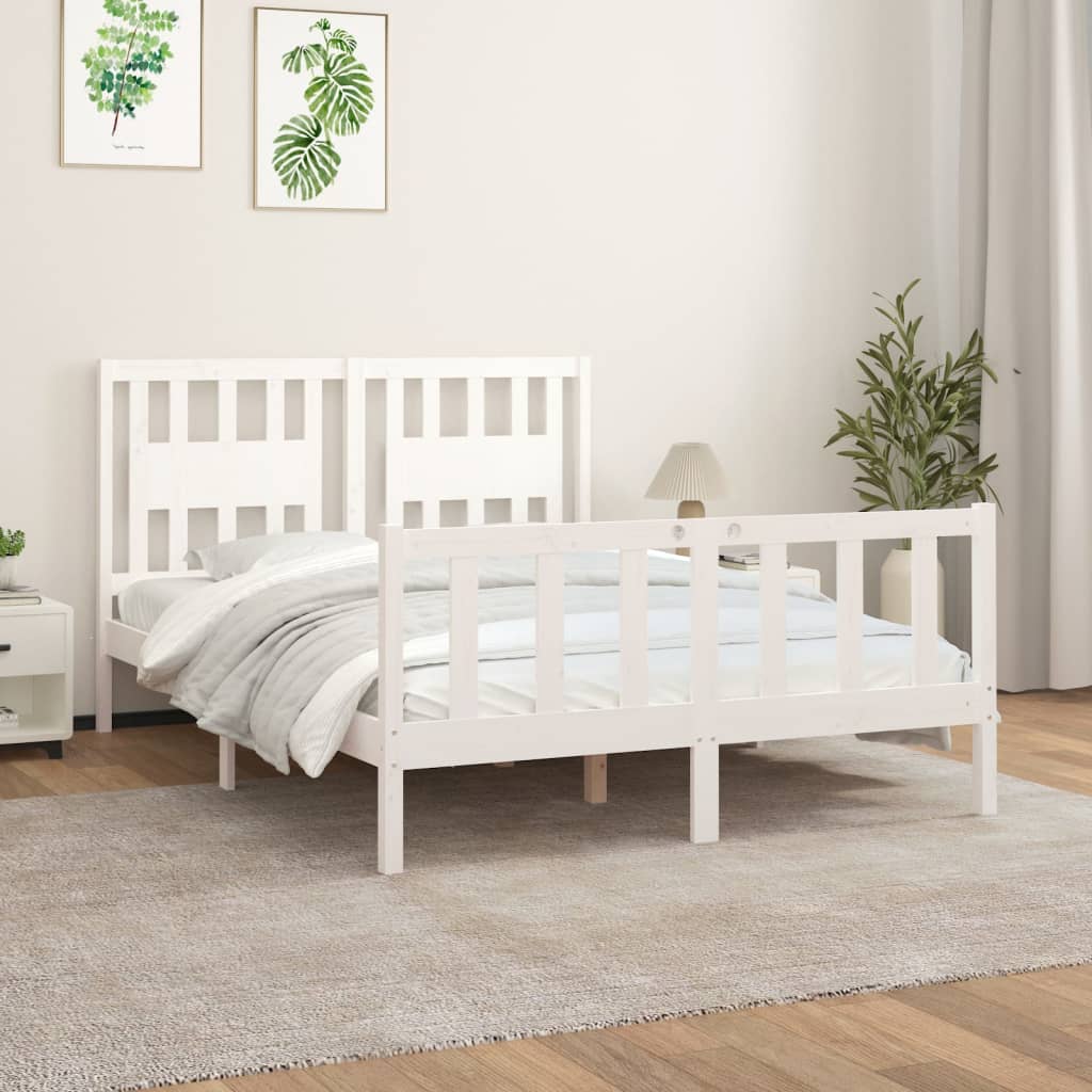 Sengeramme med hodegavl hvit 120x200 cm heltre furu
