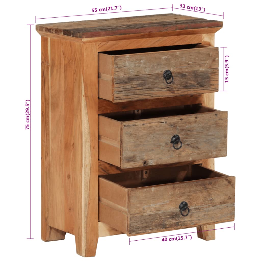 Sideskap 55x33x75 cm heltre akasie