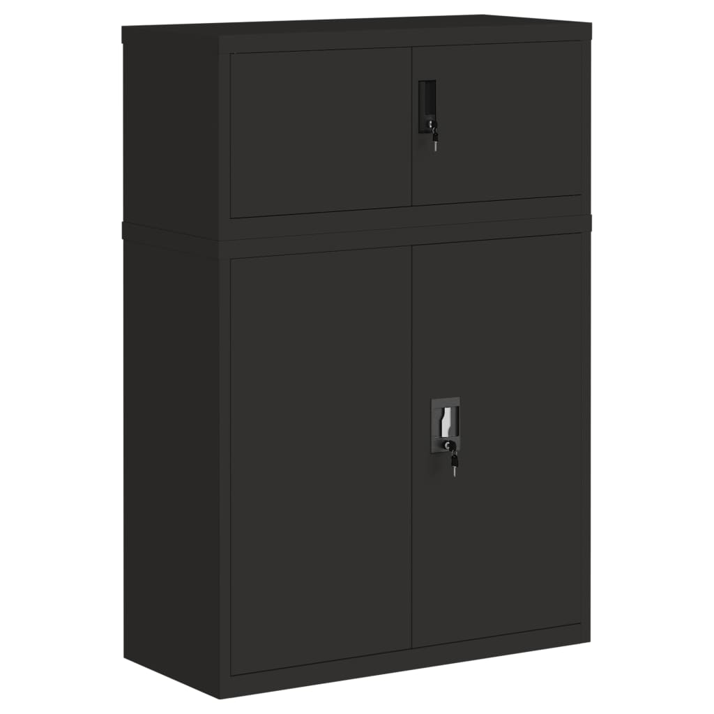 Arkivskap svart 90x40x130 cm stål vidaXL