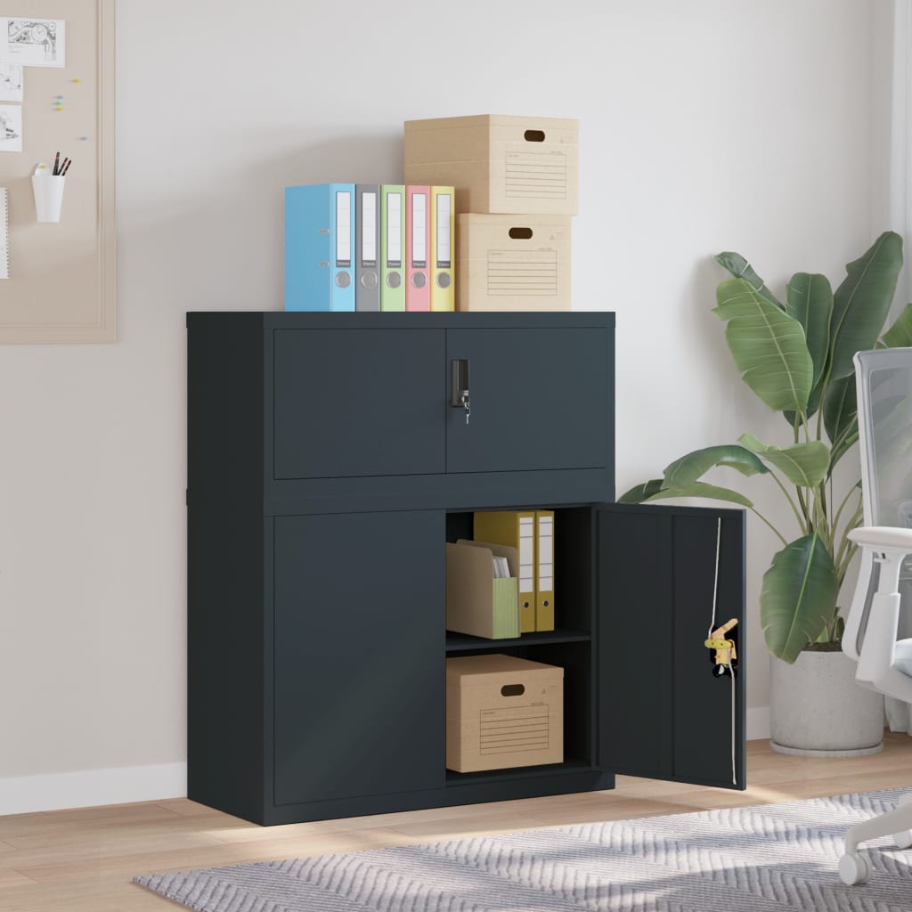 Arkivskap antrasitt 90x40x110 cm stål vidaXL