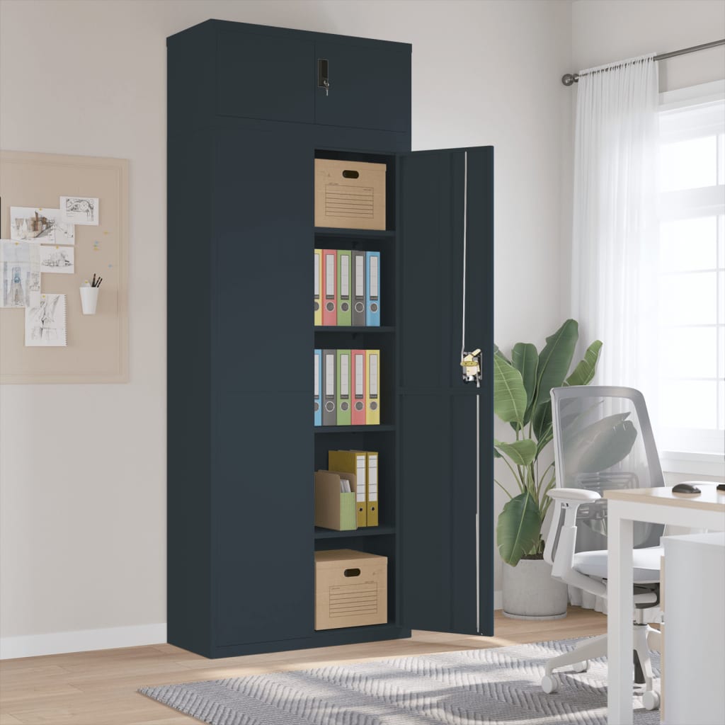 Arkivskap antrasitt 90x40x240 cm stål vidaXL