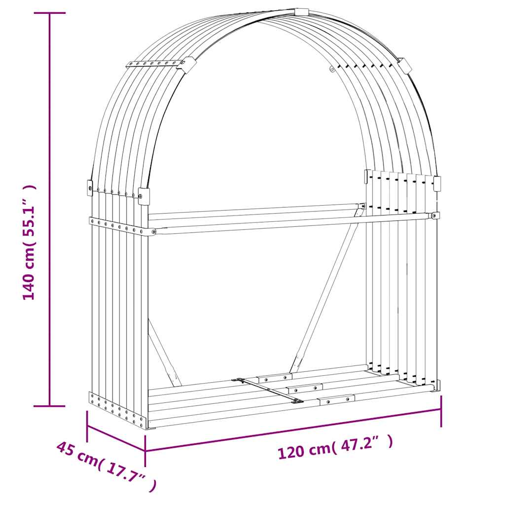 Vedholder grønn 120x45x140 cm galvanisert stål