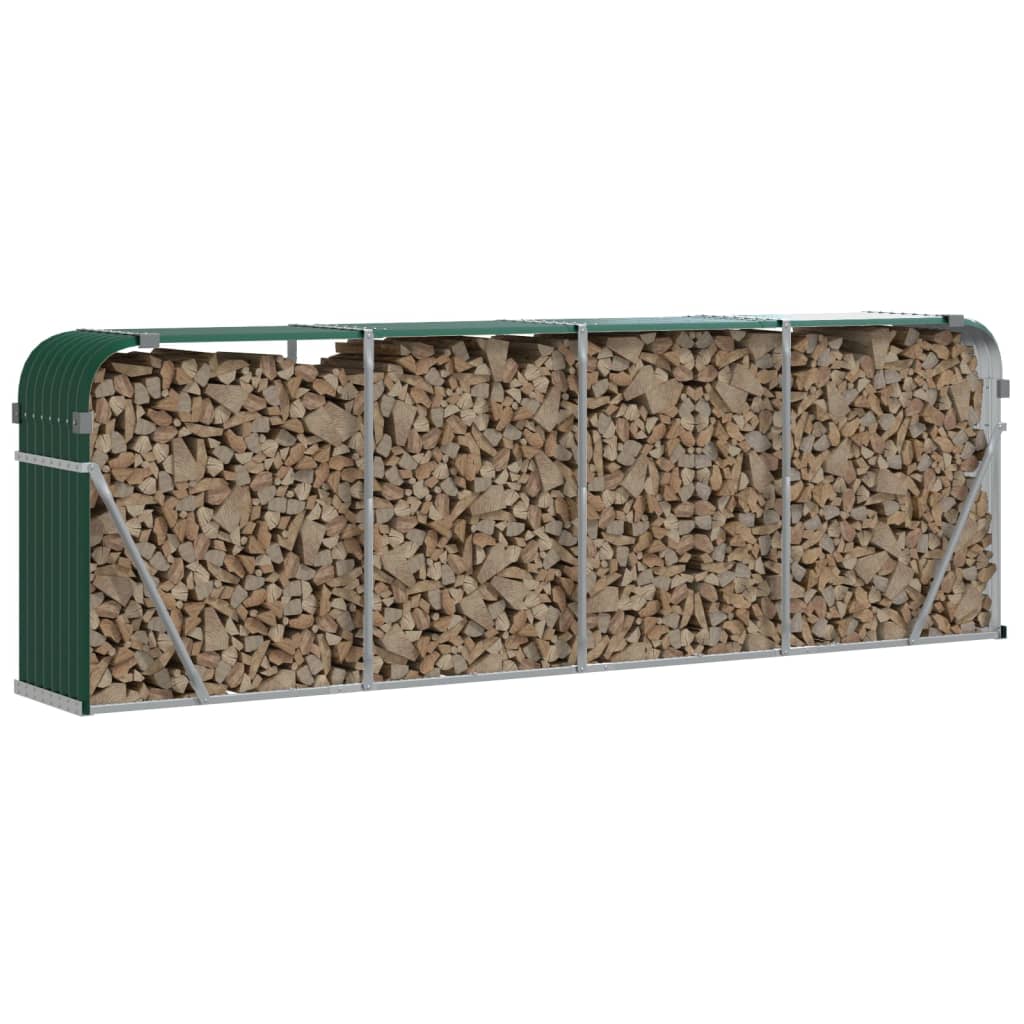 Vedstativ grønn 300x45x100 cm galvanisert stål