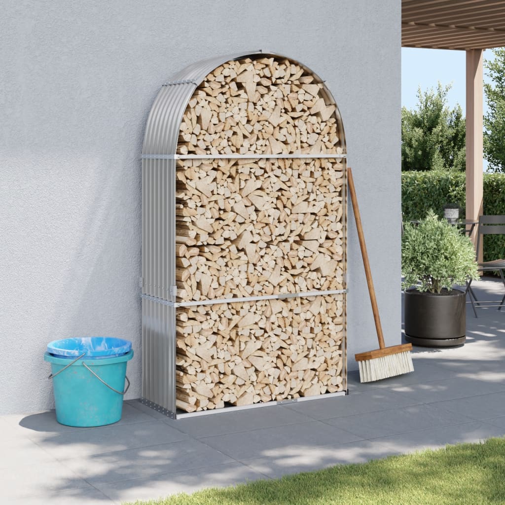 Vedholder lysegrå 120x45x210 cm galvanisert stål