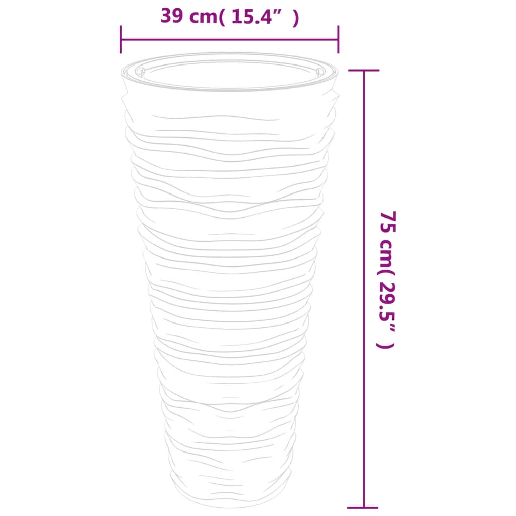 Plantekasse med avtakbar potte antrasitt 18 / 45 L PP rillet vidaXL