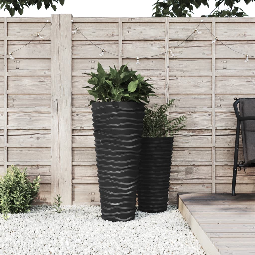 Plantekasse med avtakbar potte antrasitt 18 / 45 L PP rillet vidaXL