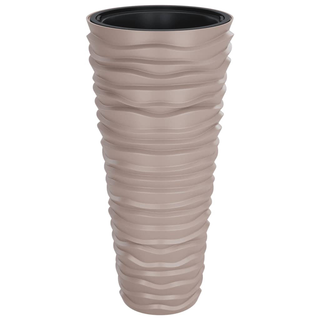 Plantekasse med avtakbar potte mocca 18 / 45 L PP rillet vidaXL