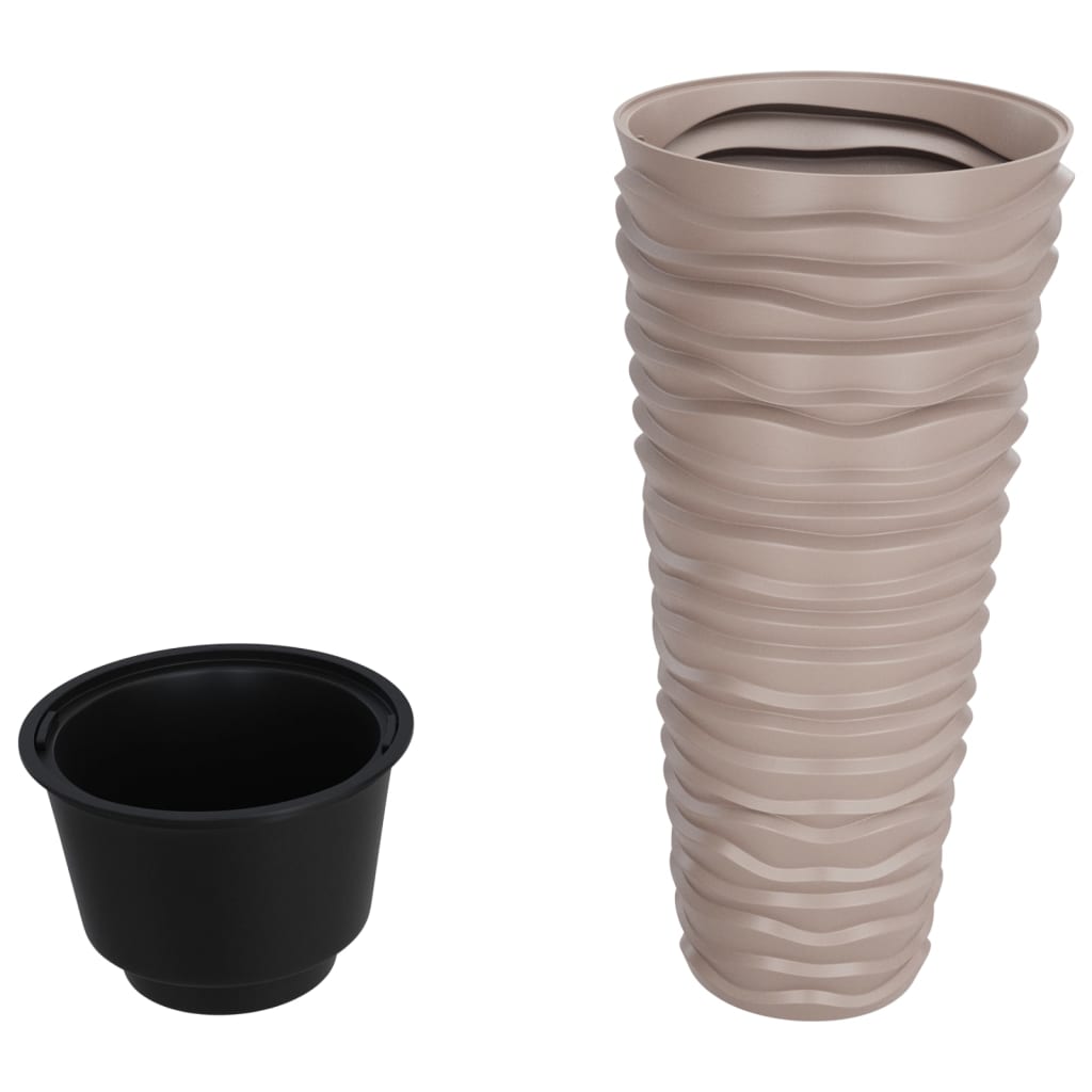 Plantekasse med avtakbar potte mocca 18 / 45 L PP rillet vidaXL
