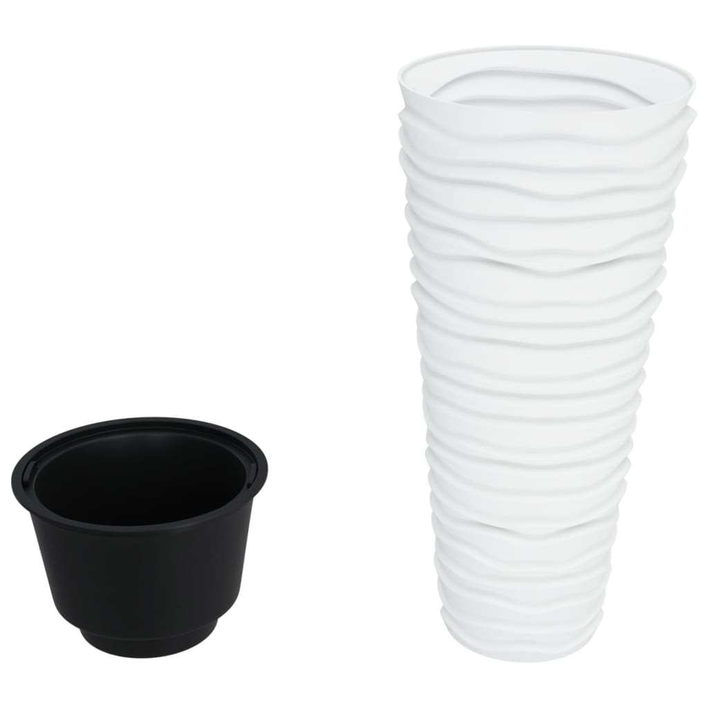 Plantekasse med avtakbar potte hvit 18 / 45 L PP rillet vidaXL