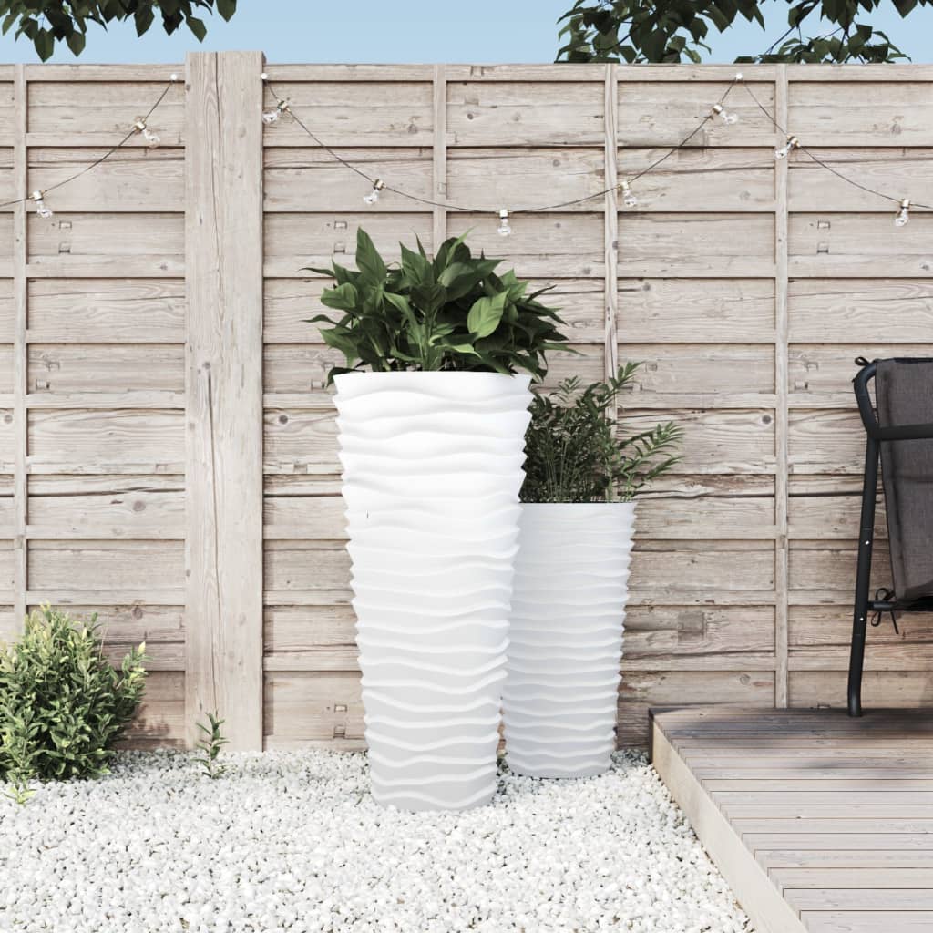 Plantekasse med avtakbar potte hvit 18 / 45 L PP rillet vidaXL