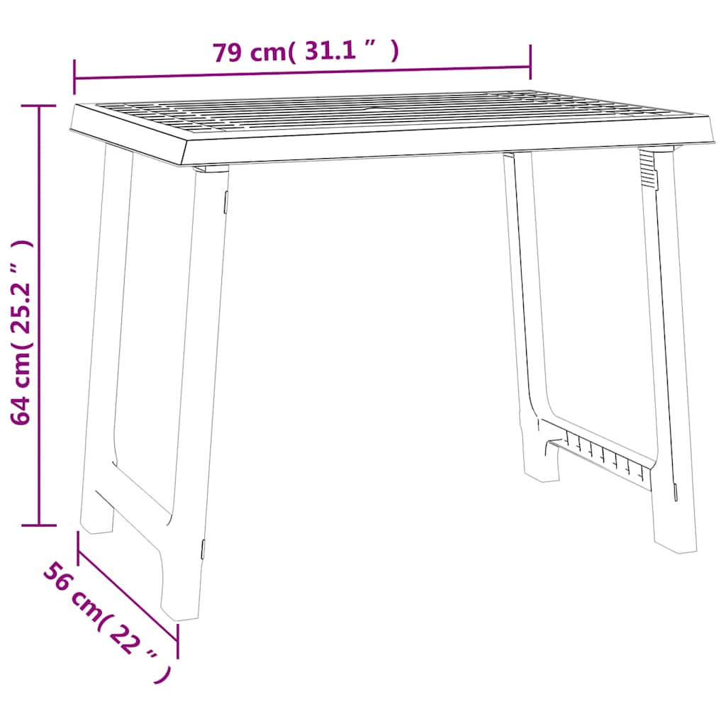 Campingbord antrasitt 79x56x64 cm PP tre-utseende